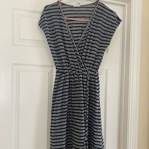 Black and white striped midi dress